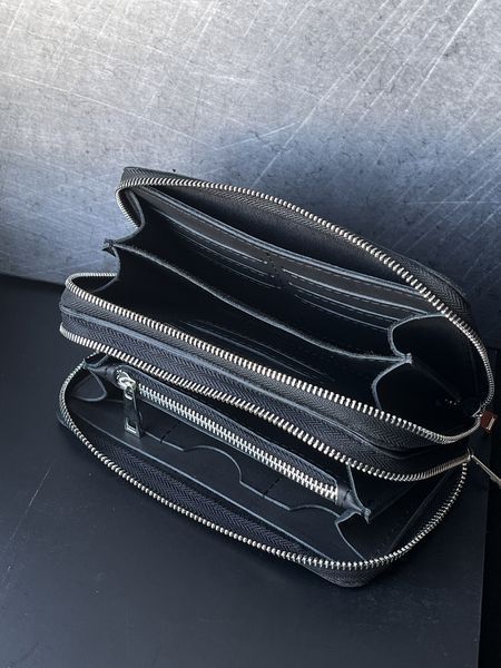 Шкіряний гаманець-клатч ZIPPER XL (Чорний) | Велике портмоне з натуральної шкіри на 2 блискавки з натуральної шкіри &mdash; фото виробу від майстерні Shiynik - Магазин шкіряних виробів